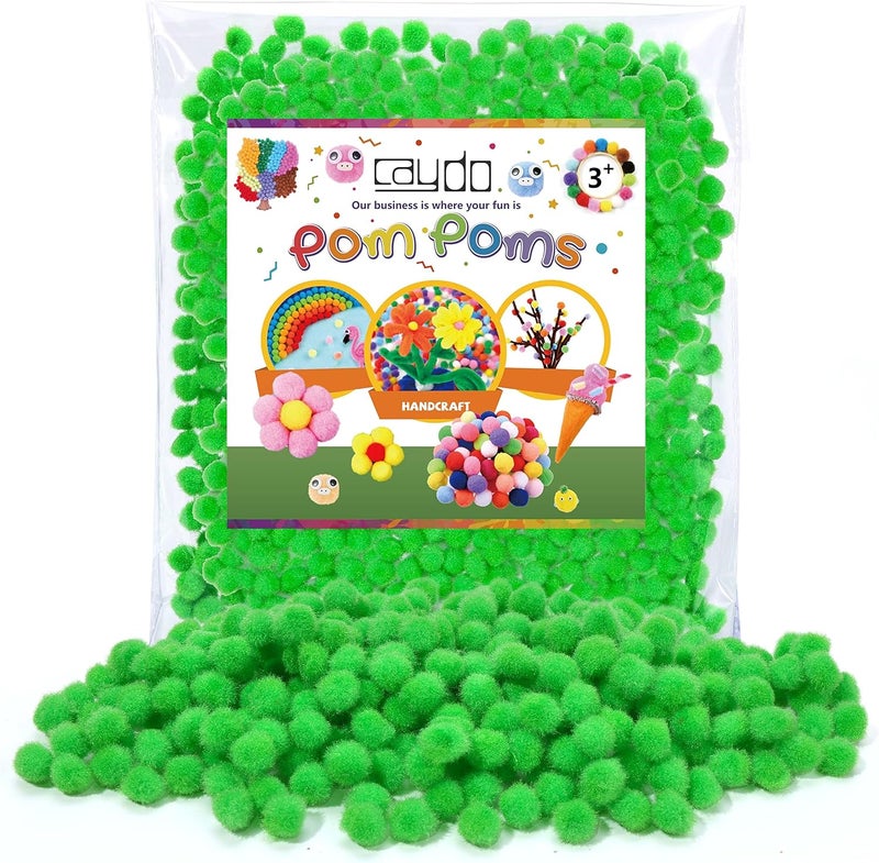 Caydo 1cm Green Pom Poms, 500 Pieces Craft Pom Poms Balls for Kids Creative Arts and Crafts School Project Supplies Craft Christmas Decorations - Image 1
